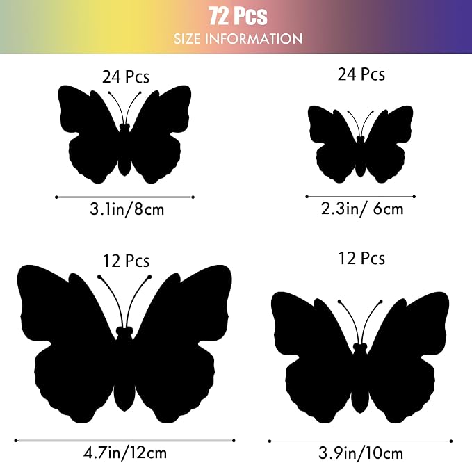 SAOROPEB 3D Butterfly Wall Decor, 72 Pcs Pink Butterfly Decorations | Double Layer for Party Decorations Locker Decor Refrigerator Decal, Reusable - Image 6