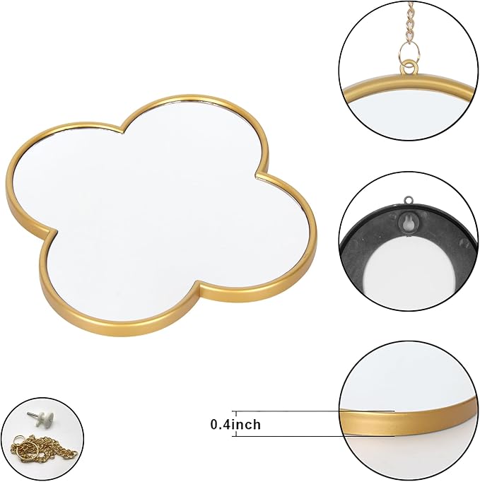 DECANIT Decorative Wall Mirrors Set of 3,Gold Clover Hanging Mirrors with Scalloped Frame for Living Room, Bedroom & Entryway, Accent Wall Decor - Image 7