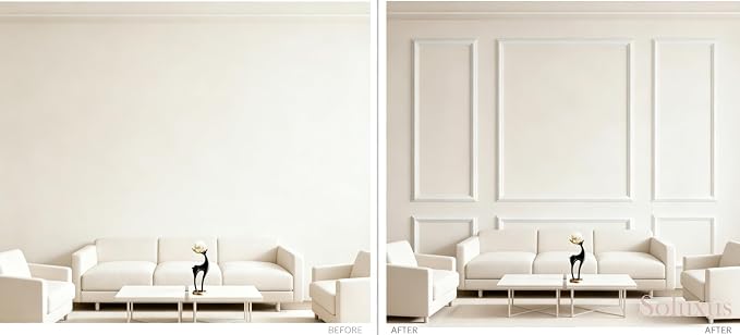 Peel and Stick Wall Molding Kit, 24 Pre-Cut Pieces, 6 Frames for Home Decor | DIY Beginner Friendly, No Drill No Damage, For Rental Apartment, Living Room Bedroom Hallway Accent Walls - Image 5