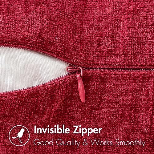 MIULEE Soft Chenille Lumbar Throw Pillow Covers Red 12x20 Inch Pack of 2 - Image 3