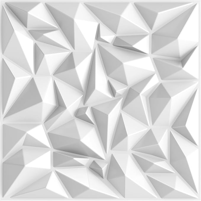 TroyStudio Acoustic Sound Diffuser Panels, 19.7 X 19.7 X 1 inches 12 Pcs White PVC Plastic 3D Wall Panel, Recording Studio Acoustical Treatment Diffusion panel, Art Decorative Ceiling Tiles by TroyStudio