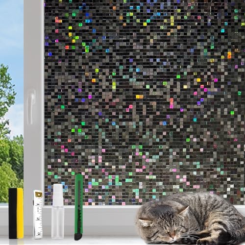 KESPEN Mosaic Rainbow Stained Window Privacy Film, Blackout, 17.5In X 6.5Ft by KESPENWINDOWFILMS