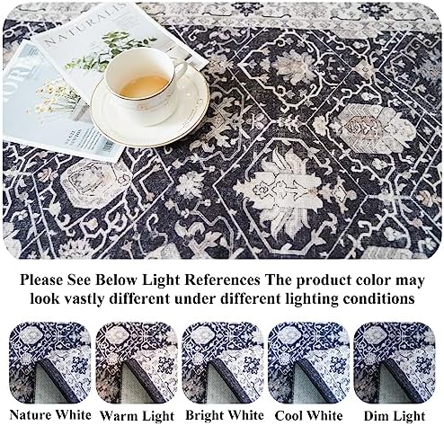 Washable 4x8 Hallway Runner Rug: Vintage 8ft Soft Runners for Entry Living Room Wide Low Pile Carpet with Non-Slip Backing for Kitchen Bedroom Thin Stain Resistant Floor Mat for Dining Room(Black,4x8) - Image 3