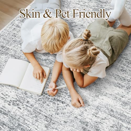 Soalmost 10x14 Area Rugs for Living Room Washable Rug Non-Slip Grey - Image 3