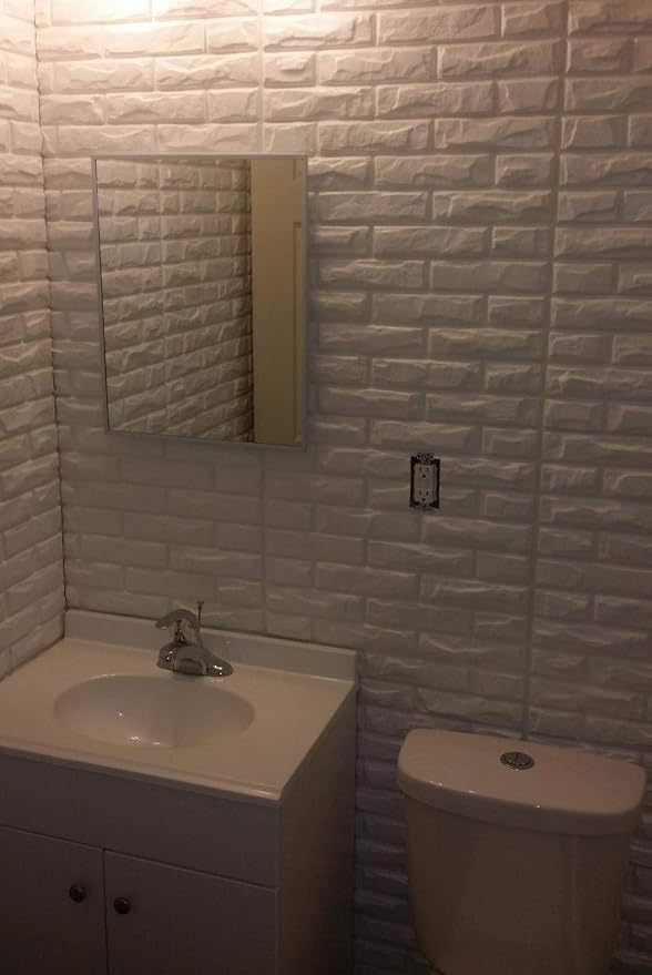 Art3d 19.7" x 19.7" (Pack of 12) Wall Panel Brick, White - Image 2
