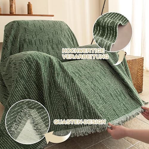 MYSKY HOME Oversized Armchair Couch Cover for 1 Cushion Couch, Washable Sofa Protector, Chair Couch Covers Sofa Covers Sofa Throws Sofa Slipcovers Futon Cover for Pet, Kid, 71"X91", Moss Green - Image 3