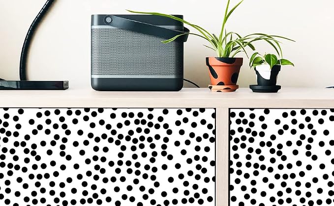 17.3”x300” Black and White Polka-Dot Wallpaper Self-Adhesive Contact Paper Moire Dot Peel and Stick Decorative Wallpaper Spots Contact Paper for Walls Bedroom Living Room - Image 9