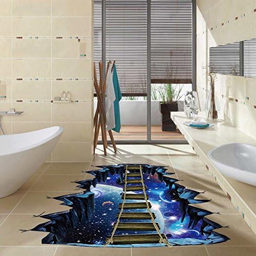 Quanhaigou Blue Galaxy Bridge Wall Sticker,3D Outer Space Decorations Decal for Home Decor Kids Bedroom Large - Image 8