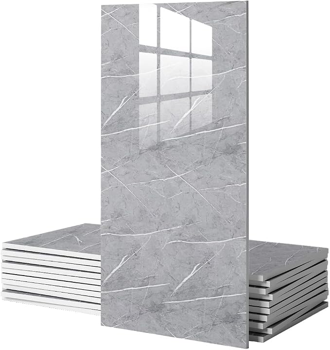 10 PCS Marble Peel and Stick Wall Panels 23.6"x11.8" Sticker | Self Adhesive, PVC, Waterproof Backsplash Tile for Bathroom, Kitchen, Living Room, Style12 by Unknown