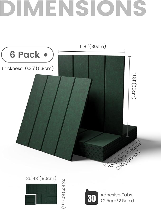 Fluxynara 36" x 24" Large Felt Bulletin Board, Pine Green | 6 Pack Cork Board Alternative with 30 Safe Adhesive Tabs, Felt Pin Boards for Wall Decor, Home, Office, Classroom, Dorm - Image 2
