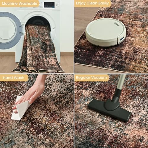 Toneed Washable 5x7 Area Rug with Non-Slip Backing for Living Room - Image 6