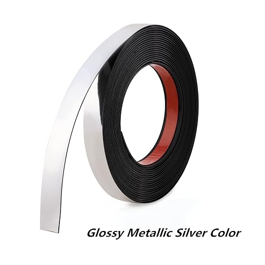 Metallic Silver Molding Trim Flexible PVC Decorative Mirror Border Tape Self Adhesive Vibrant Mirror Like Shiny Decorative Trim for Table, Wall, Mirror, Door, Wardrobe (1/4 in X 16.4 FT, Silver) - Image 3