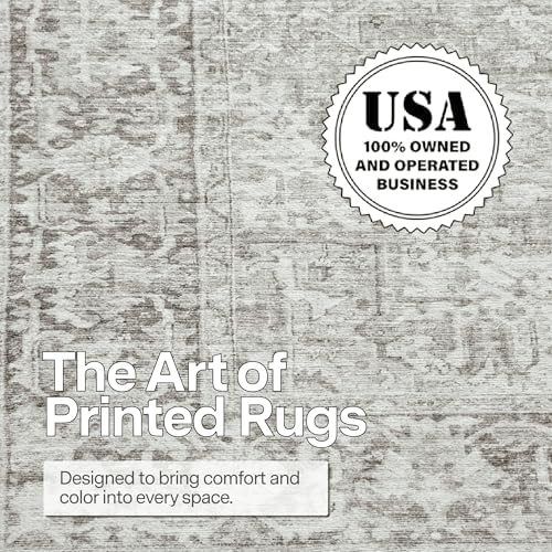 ReaLife Rugs Machine Washable Area Rug - Living Room Bedroom Bathroom Kitchen Entryway Office - Padded Low Pile Stain Resistant Premium - Boho Farmhouse Vintage - Lyle - Beige Ivory 5' x 7' - Image 4