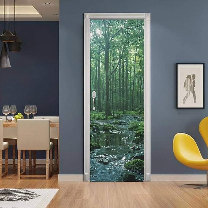 REDAMANCY 3D Forest Peel & Stick Decals - Waterproof, Removable Vinyl Door Mural & Wallpaper for Kitchen, Living Room, Bedroom - Image 3