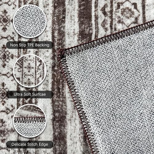 RUGSURE Washable Area Rugs 6' x 9' - 1/6 Thick - Moroccan-Inspired -Stain & Water Resistant Non-Slip - Resistant Rug for Living Room, Bedroom, Nursery, Pet & Child Friendly (Brown) - Image 6