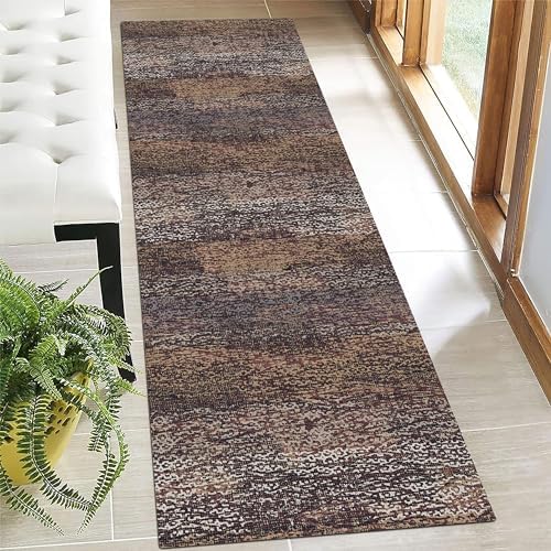 RUGSURE Washable Area Rug - 1/6 Thick - Stain & Water Resistant Non-Slip - Resistant Rug for Living Room, Bedroom, Nursery, Pet & Child Friendly, Vintage Charm Area Rugs (Rust, 2'6'' x 8') by RUGSURE