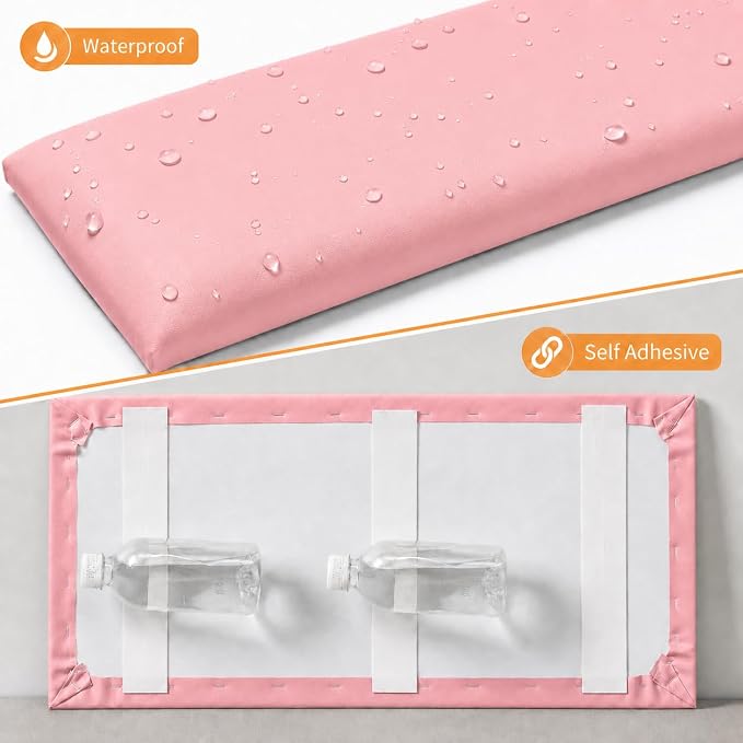Anti Collision Wall Padding for Kids, Upholstered 3D Wall Panels | 4 Packs 7.8'' x 15.7'' Peel and Stick Headboard, Self Adhesive Wall Pads for Kids, Bedroom, Living Room, Pink - Image 7
