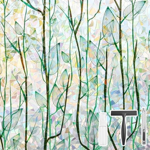 Finnez Window Privacy Film Stained Glass, Rainbow Grove 23.6″ x 157.4″ by FINNEZ