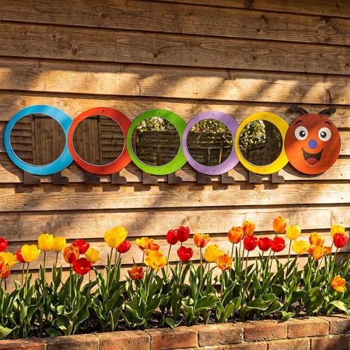 Xuhal 5 Pcs Large Acrylic Caterpillar Mirror Chalkboard Caterpillar Learning Tool Outdoor Sign for Sensory Gardens Sensory Rooms Garden Wall Decorations Spring Activities by Xuhal