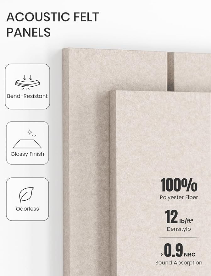 Fluxynara 48" x 36" Large Felt Bulletin Board, Oatmeal | 12 Pack Cork Board Alternative with 60 Safe Adhesive Tabs, Pin Boards for Wall Decor, Home, Office, Classroom,Dorm - Image 5