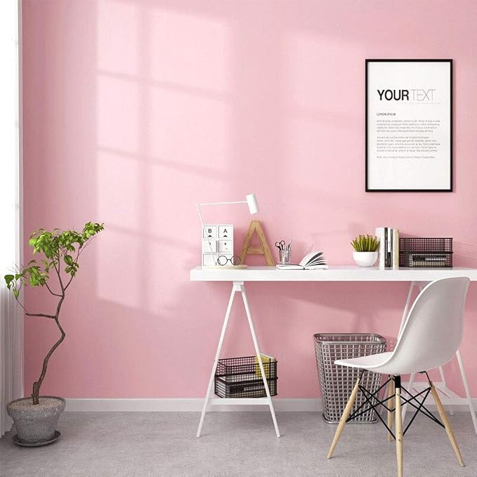 practicalWs Pink Self-Adhesive Wallpaper Film Stick Paper Easy to Apply | Peel And Stick Wallpaper Shelf Liner Table and Door Reform Wall paper - Image 2