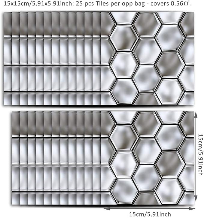 Alwayspon 25 Pcs Self-Adhesive Transfer for Home Decor, Peel and Stick Tile Decal, Water-Proof Backsplash Sticker for Kitchen Bathroom, 6x6inch - Image 7