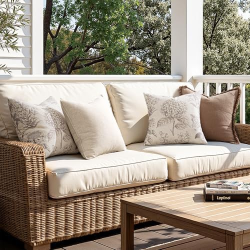 Set of 2 Decorative Floral Pillow Covers 22x22 Inch Light Camel - Image 5