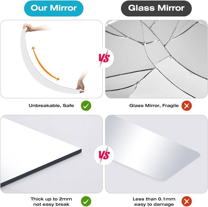 Full Length Mirror,47.25x15.75 Inch Acrylic Shatterproof Soft Mirrors, Non-Glass Wall-Mounted Fitness Mirror for Home, Lightweight Durable Modern Decor for Bedroom/Living Room/Cloakroom - Image 4