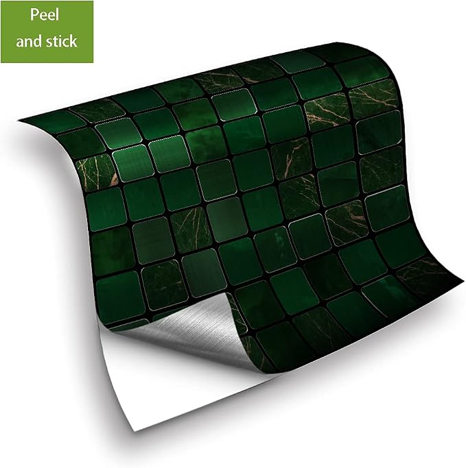 Alwayspon 25 Pcs Brushed Silver Self-Adhesive Transfer, Peel and Stick Tile Decal, Water-Proof Backsplash Sticker for Kitchen Bathroom Decor, Emerald Metallic Mosaic, 4x4inch - Image 6