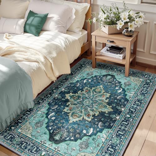 RELEANY Washable Area Rug, 3'x5', Teal by RELEANY