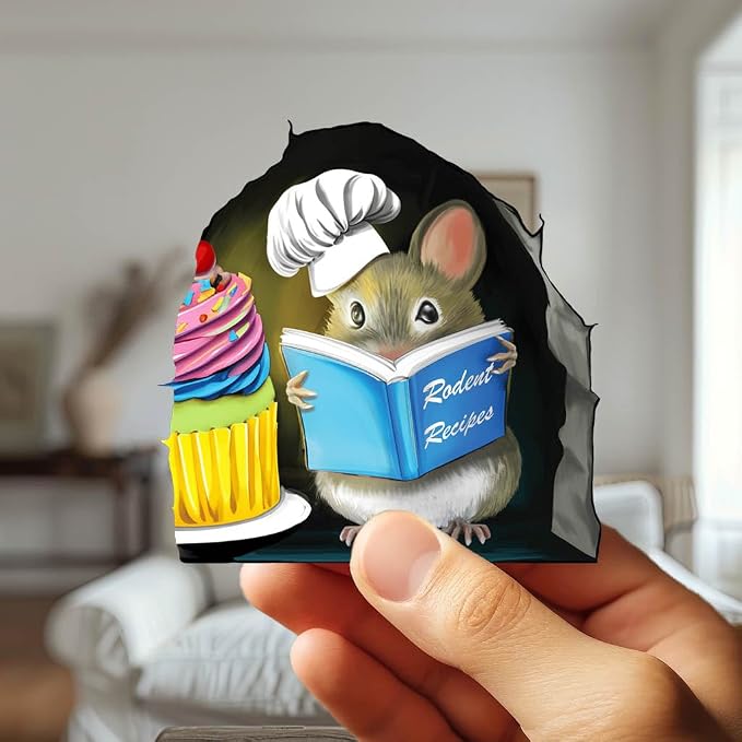 Adorable Pastry Mouse Reading Book Wall Sticker Decal – Kids Room, Classroom, Home Decor, Bookcase, Book Lover Gift, Children's Bedroom, Nursery, Cute Mouse, MICESTERPIECE - Image 6