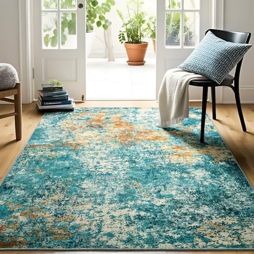 Modern Abstract 3x5 Rug, Non Slip Entryway Rug, Soft Machine Washable Rugs - Image 4