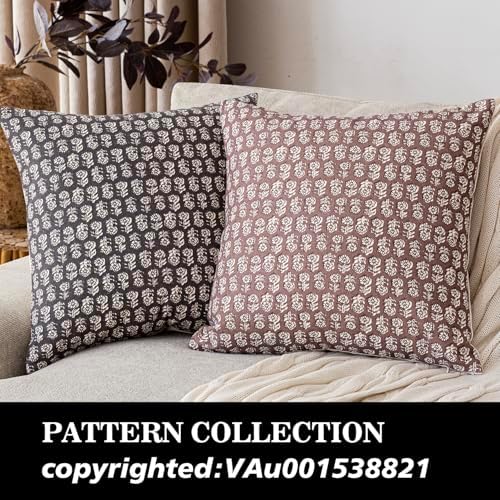 Foindtower Decorative Floral Print Throw Pillow Covers 20×20 Inch,Wine Red - Image 4