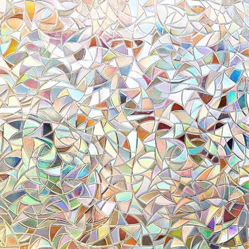 Finnez Window Privacy Film, Stained Glass Rainbow, 35.4" x 157.4" by FINNEZ