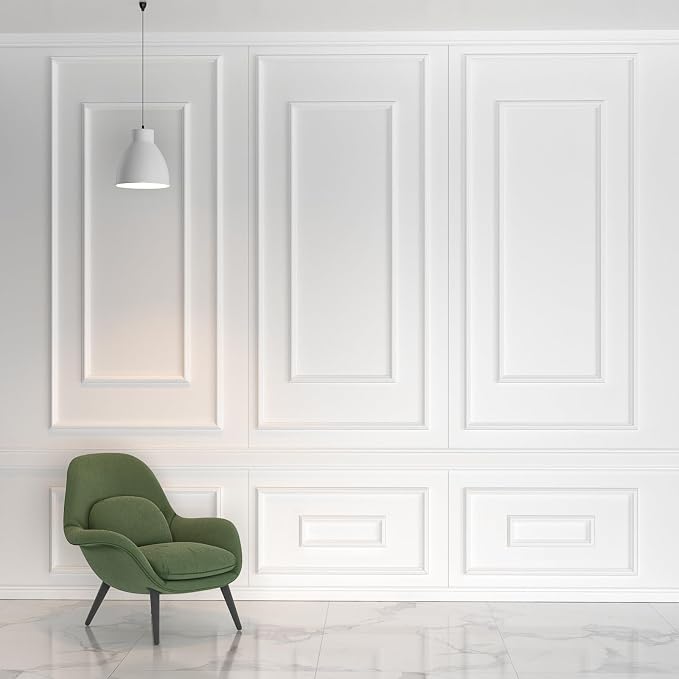 Peel and Stick Wall Molding Kit, 3-Set Double-Layer Frame Panels | Pre-Cut Ready-to-Assemble Wainscoting, Paintable Polystyrene Trim for Accent Walls, Living Rooms & Bedrooms, 31 x 54 in by QUOAOT