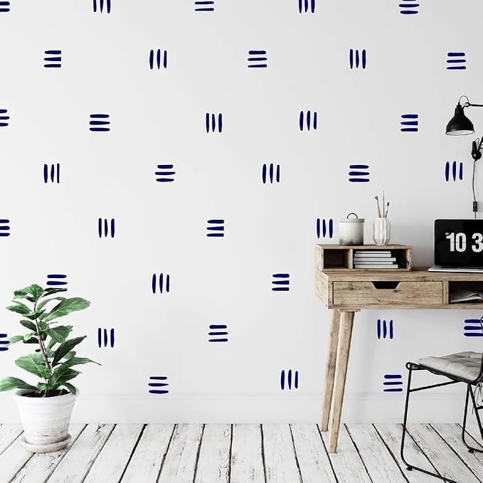 120Pcs Modern Line Wall Sticker Boho Nursery Decal (Navy Blue) | Self Adhesive Vinyl, Removable Waterproof Murals, Minimalist Home Art, Ideal DIY Decor For Living Room YT5037 - Image 2