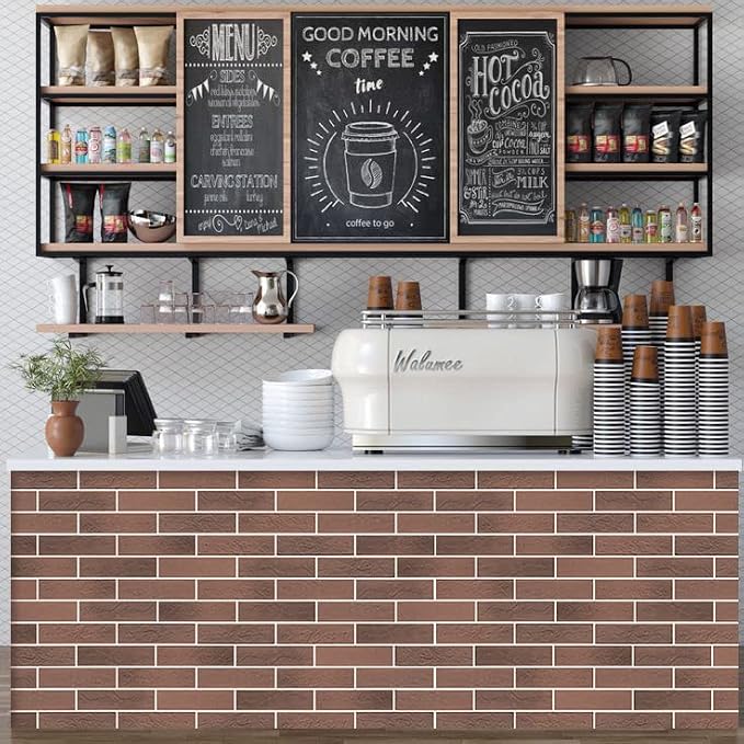 Vintage Brown/Red Faux Brick Wall Tiles, 2 Pieces 3D Thin Brick Veneers - Image 2