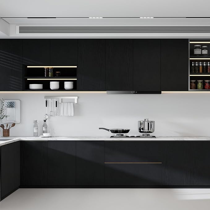 Vinjiasin Peel and Stick Wallpaper Black Wallpaper Black Wood Contact Paper Self Adhesive Removable Wood Wall Paper Waterproof Vinyl for Countertop Cabinet Desk Furniture Decorative 15.7" x 393.7" - Image 4