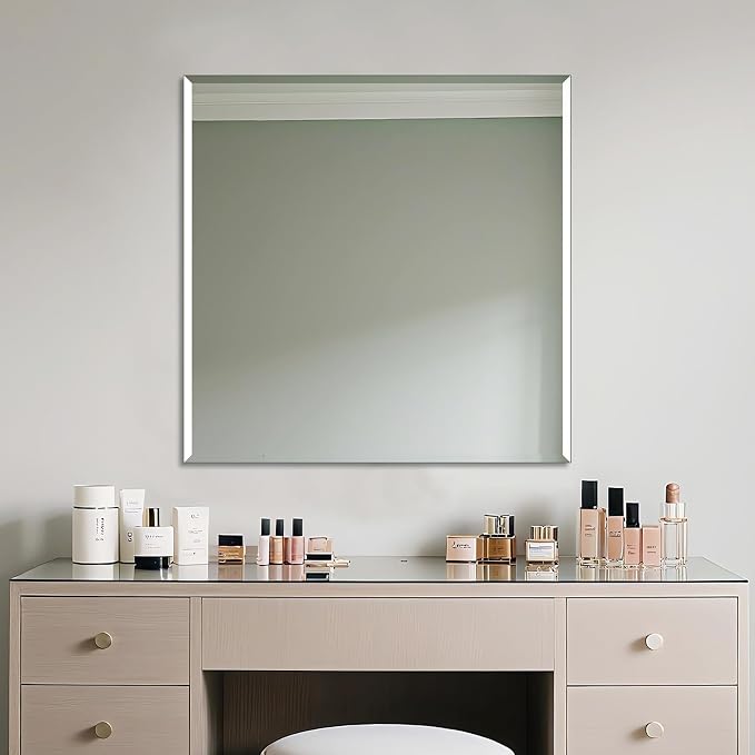 Bathroom Mirror for Over Sink 30x30 Inch Frameless Wall Mirror Beveled Edge - Image 8