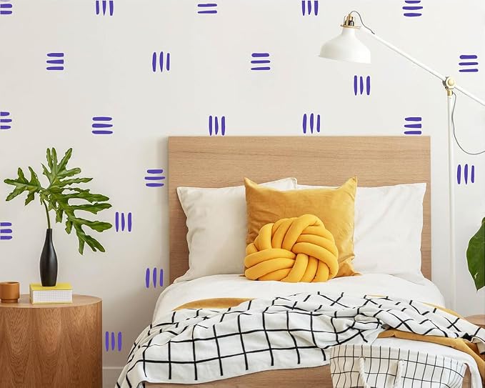120Pcs Modern Line Wall Sticker Boho Nursery Decal (Purple) | Self Adhesive Vinyl, Removable Waterproof Murals, Minimalist Home Art, Ideal DIY Decor For Living Room YT5037 - Image 2