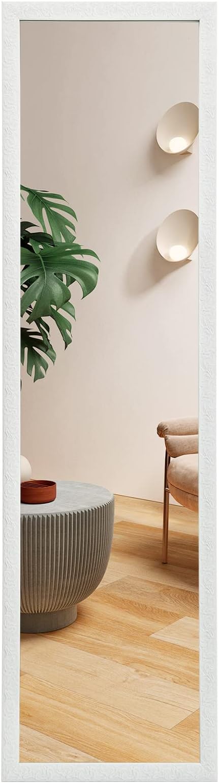 LFT HUIMEI2Y Door Mirror Full Length, Wall-Mounted Mirror White 50" x14" by LFTHUIMEI2Y