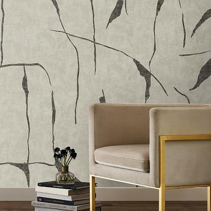 RoomMates RMK12208M Nikki Chu Taupe and Black Peel and Stick Wallpaper Mural - Image 2