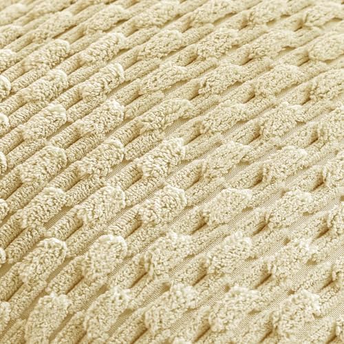 Set of 4 Pale Yellow Decorative Throw Pillow Covers 20x20 Inch Corduroy Pillow Covers for Bed Couch Sofa Living Room Soft Square Cushion Cases - Image 5
