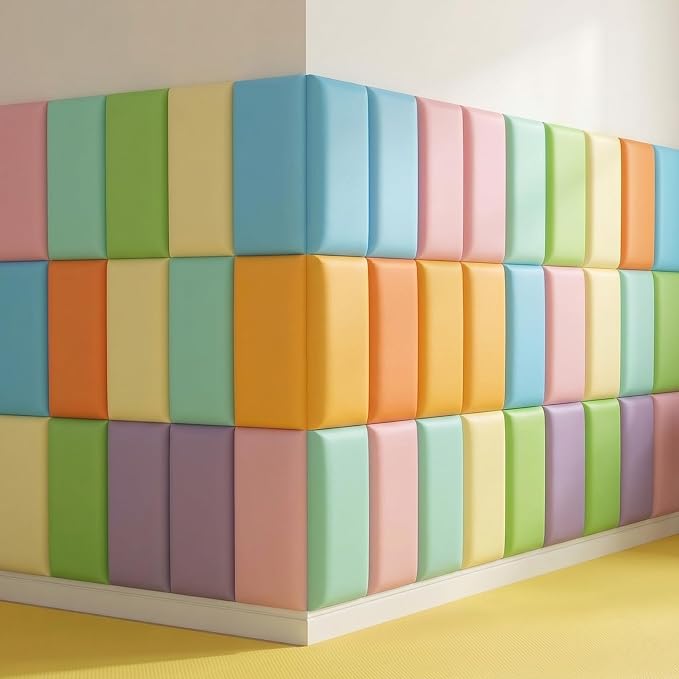 Hahafelt 24 Pack Wall Padding for Playroom Peel and Stick Headboard 15.75" x 7.87" x 1.18" 3D Anti Collision Upholstered Wall Panels Self Adhesive Headboard Panel for Protection (Fresh Colors) - Image 6
