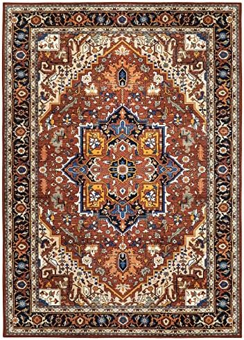 Moynesa Ultra-Thin Washable Oriental Area Rug - 5x7 Large Living Room Rug, Non-Slip Non-Shedding Stain Resistance Low Pile Playroom Mat Indoor Floor Carpet for Bedroom Nursery, Brown/Multi - Image 5