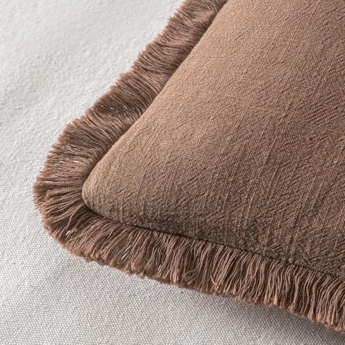 MIULEE Linen Decorative Fall Euro Throw Pillow Covers Dark Coffee 28x28 - Image 3