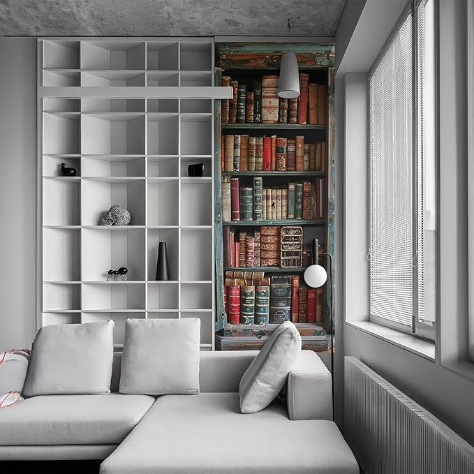 REDAMANCY 30.7"x79" Antique Book Shelf Peel and Stick Sticker Vinyl 3D Mural Decals Modern Wallpaper Self-Adhesive, Waterproof, Removable Decor for Kitchen, Living Room, Bedroom - Image 6