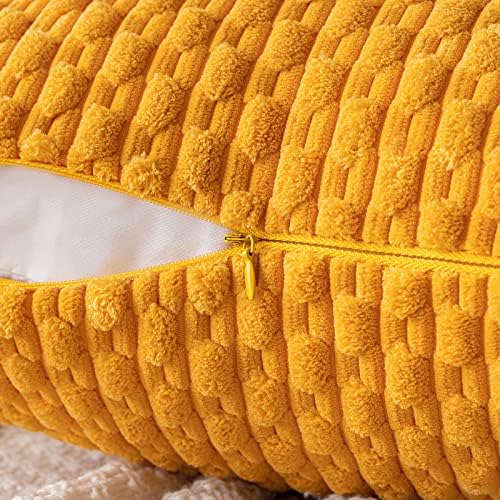 MIULEE Decorative Throw Pillow Covers 18x18 Golden Yellow Textured Corduroy - Image 3