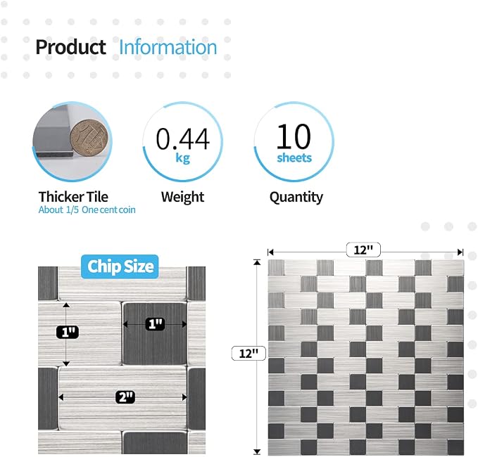 Art3d 10-Pack Metal Peel and Stick Backsplash Tile, Silver Aluminium | 12" x 12", Stainless Steel, Self Adhesive, Anti-Corrosion, Waterproof, Lightweight, Ideal for Kitchens, Bathrooms - Image 7
