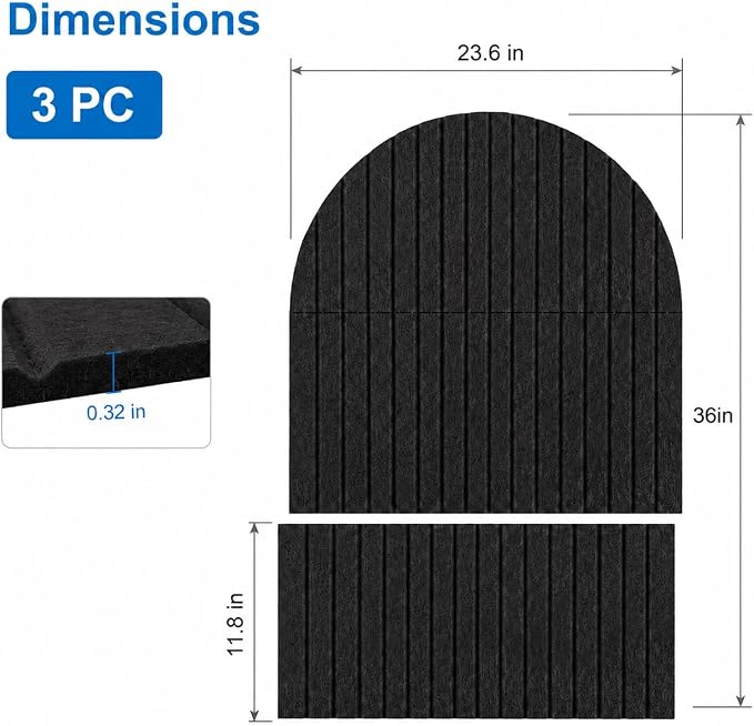 Large Arched Felt Bulletin Board, Sized 36" x 24" for Office & Wall Decor – 6 Customizable Adhesive Tiles with Pins are Perfect to Display Your Photos (Black) - Image 2